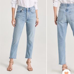 Agolde Riley High Rise Straight Leg Jeans in Zephyr Wash